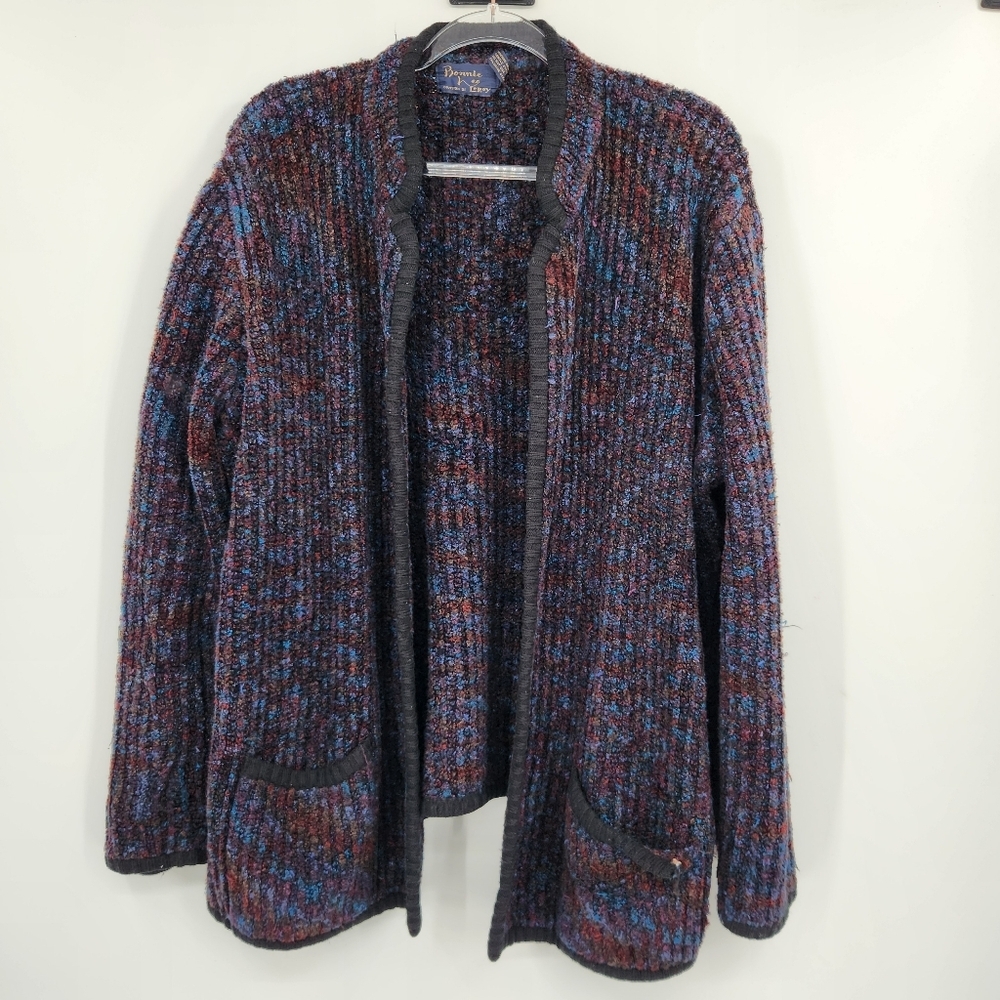 Bonnie Lee Leroy Vtg Knit Open Front Cardigan Womens Size 46 XXL Multicolor